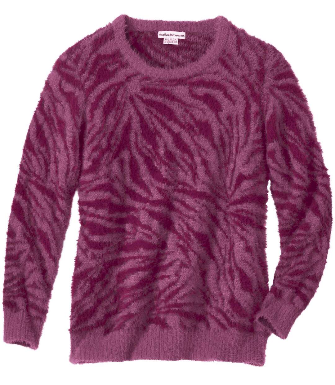 Langfloriger Strickpullover mit Jacquard-Motiv