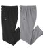 Pack of 2 Men's Microfleece Pants - Black Grey - Elasticated Waist 