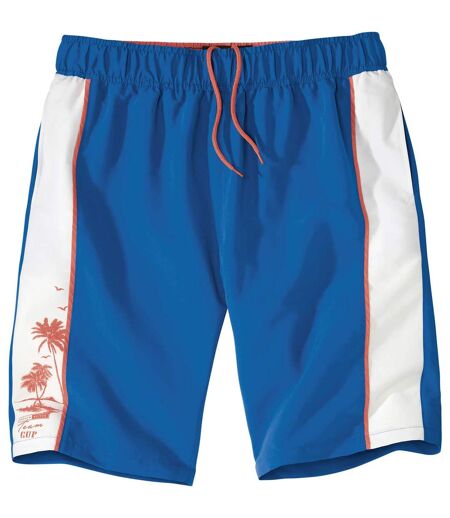 Men's Blue Palm Print Swim Shorts