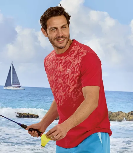 Pack of 3 Men's Sporty T-Shirts - Navy Red Blue