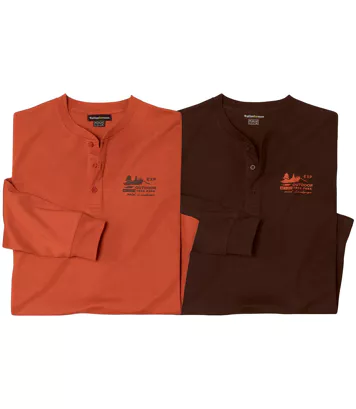 Lot de 2 Tee-Shirts Col Boutonné Unis 