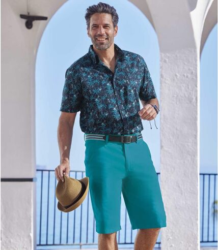 Men's Turquoise Stretchy Chino Shorts 