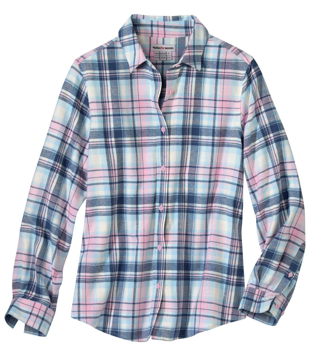 Women's Ecru Checked Flannel Shirt-5