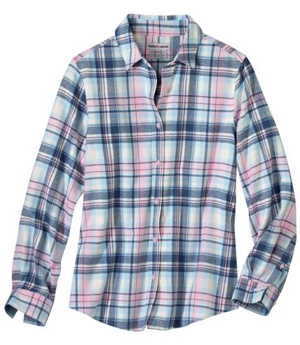 Women's Ecru Checked Flannel Shirt