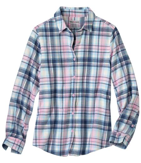 Women's Ecru Checked Flannel Shirt