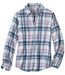 Women's Ecru Checked Flannel Shirt-5