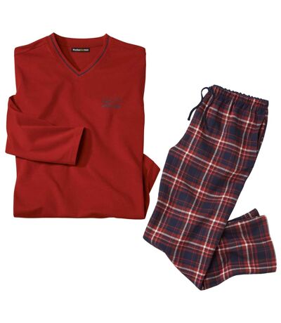 Men's Cotton & Flannel Pyjamas - Terracotta 