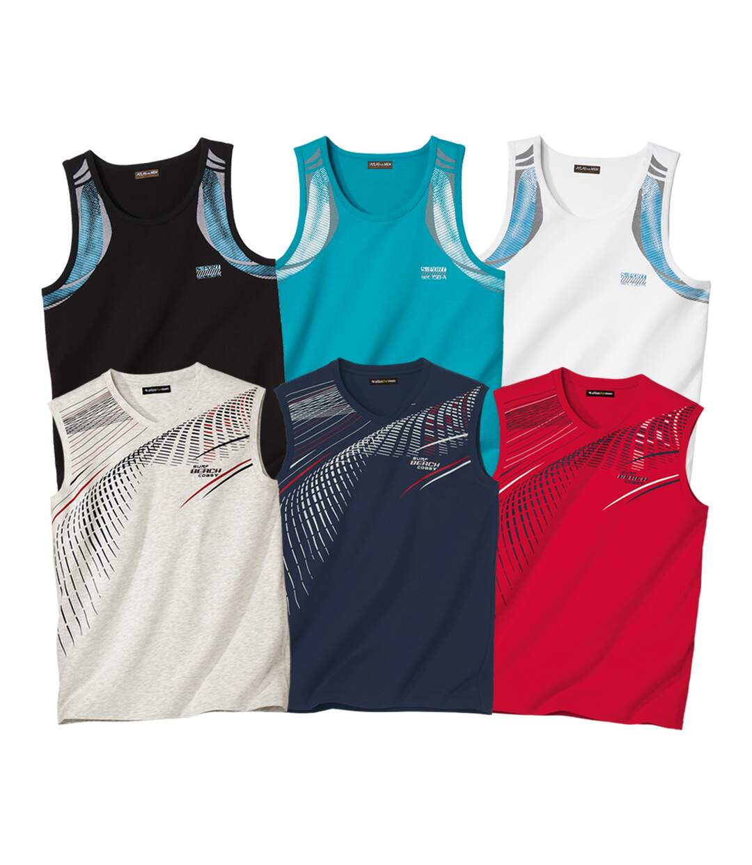 Pack of 6 Men's Graphic Print Vests-1
