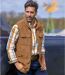 Men's Camel Faux-Suede Gilet