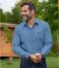 Men's Blue Patterned Poplin Shirt