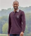 Pack of 2 Men's Long-Sleeved Polo Shirts - Black Burgundy Atlas For Men