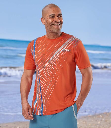 Pack of 3 Men's Active T-Shirts - Blue White Orange