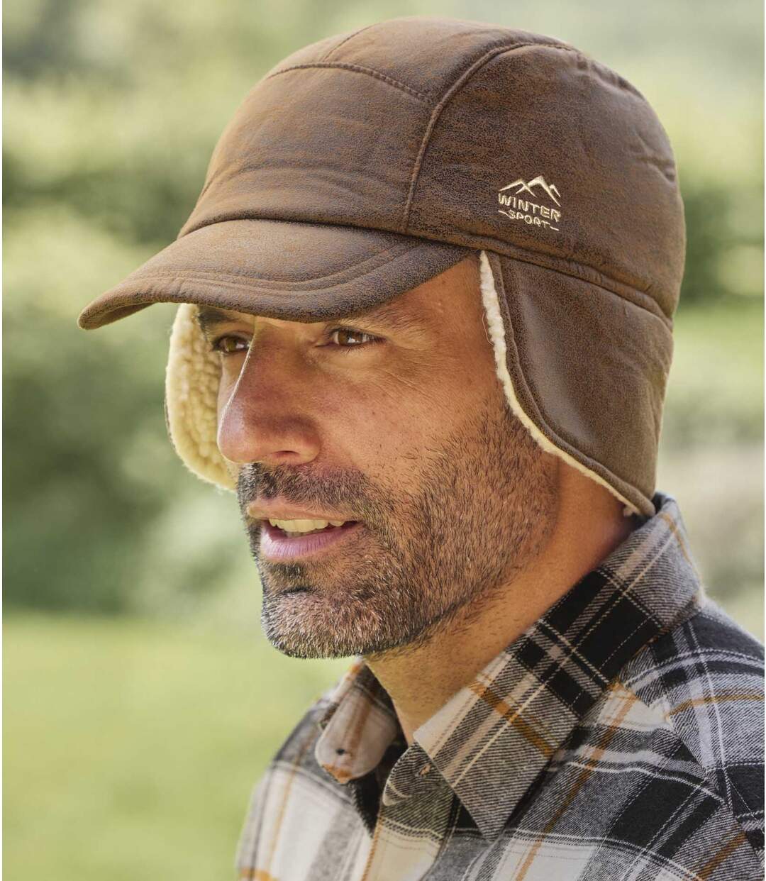 Men's Camel Sherpa-Lined Cap 