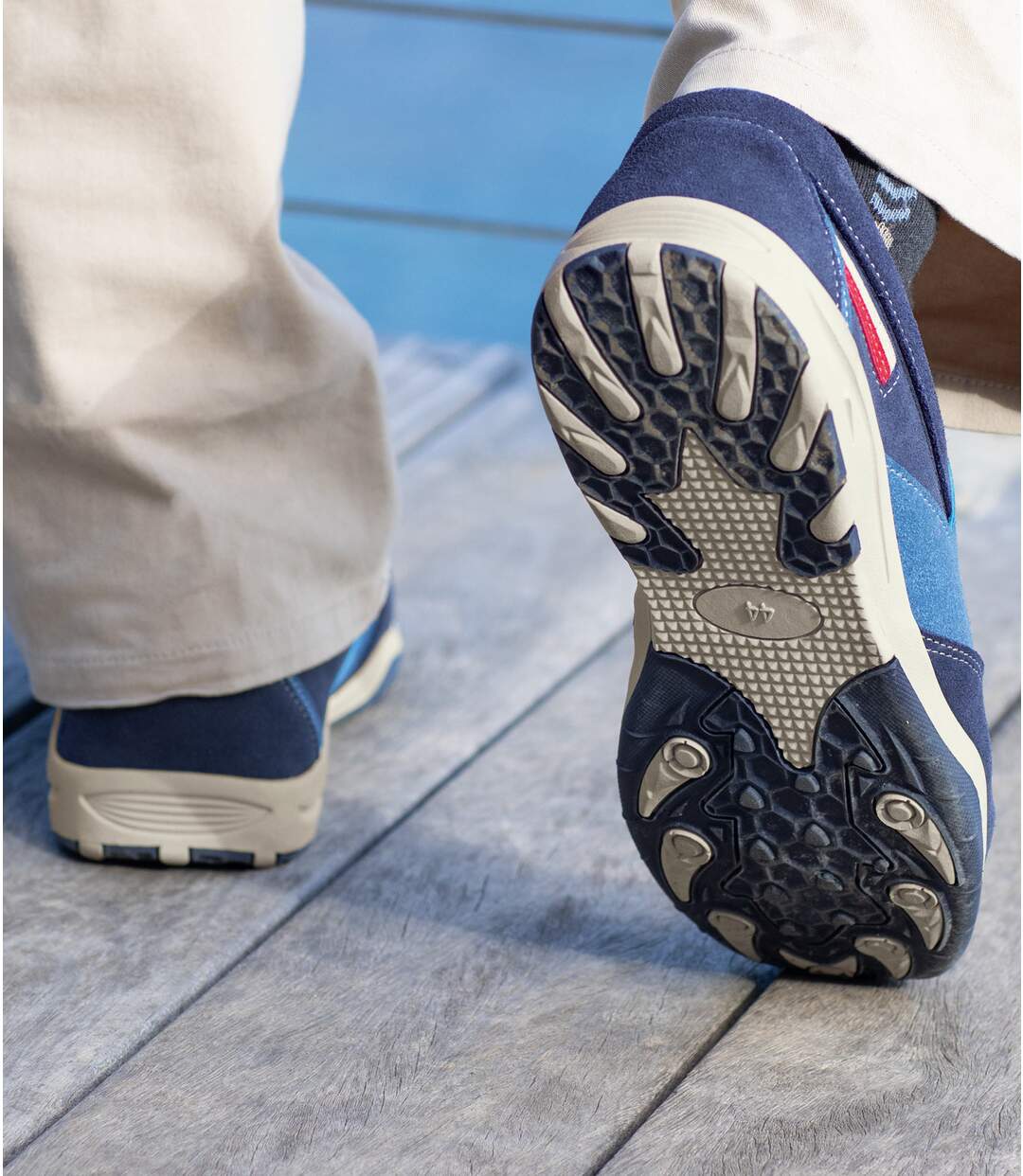 Men's Navy Boat-Style Moccasins 