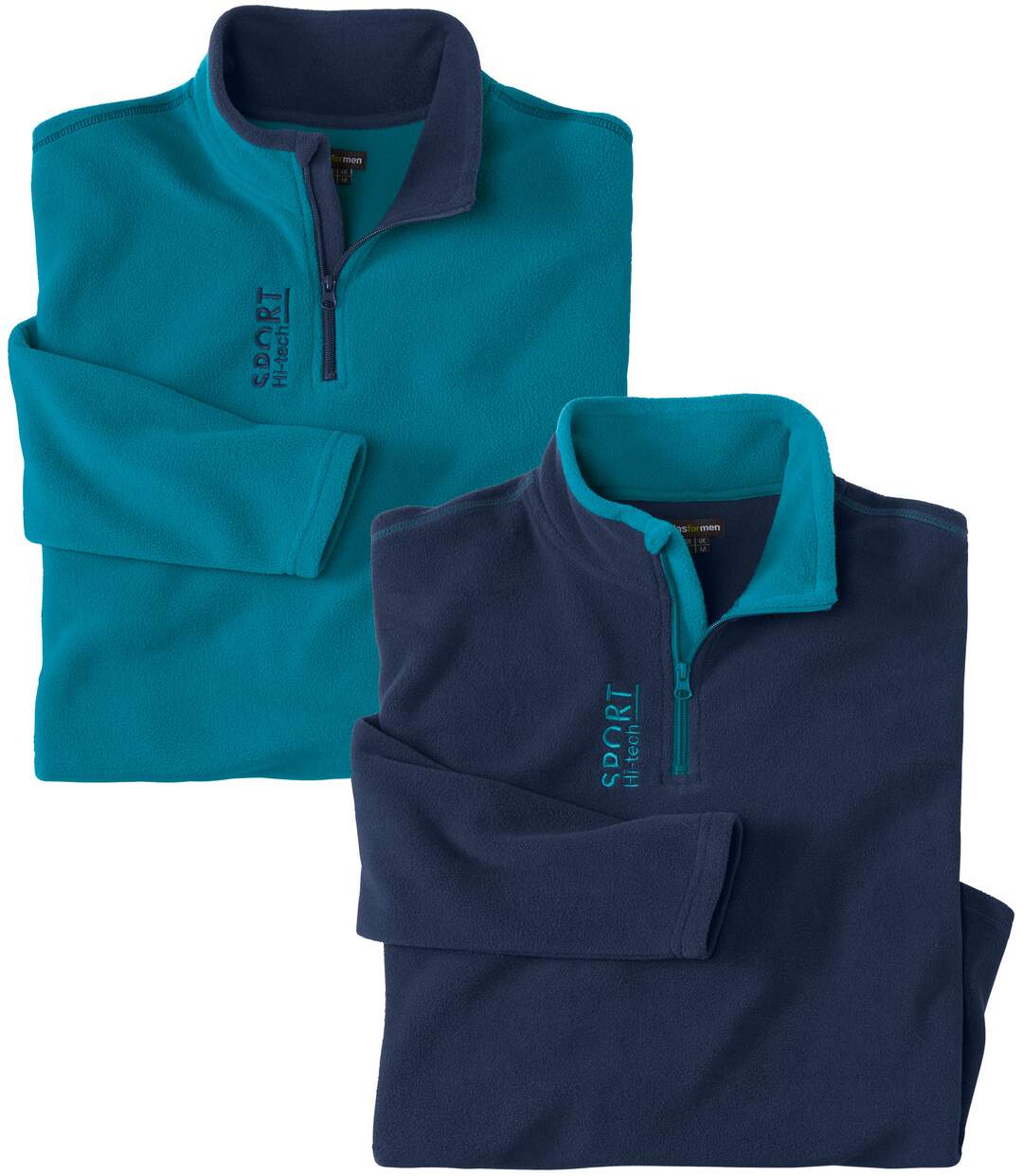 Pack of 2 Men's Microfleece Pullovers - Blue Navy