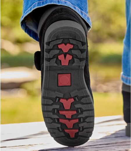 Wysokie buty z zamszowej, naturalnej skóry z wyściółką z kożuszka sherpa