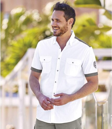 Men's White Aviator-Style Shirt