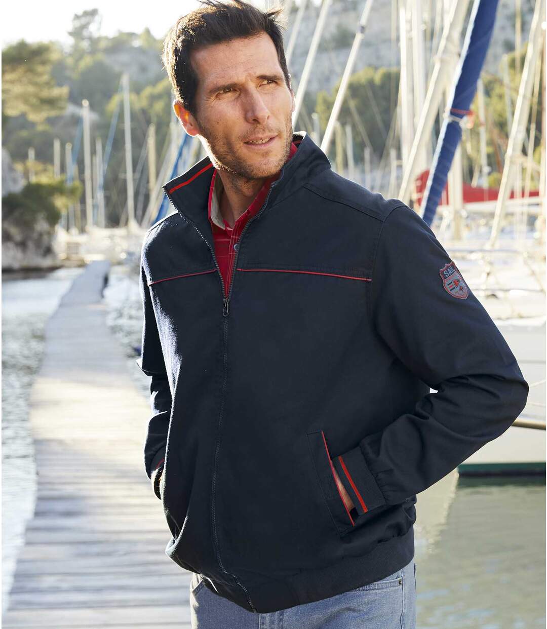 Men's Navy Twill Jacket - Full Zip Atlas For Men