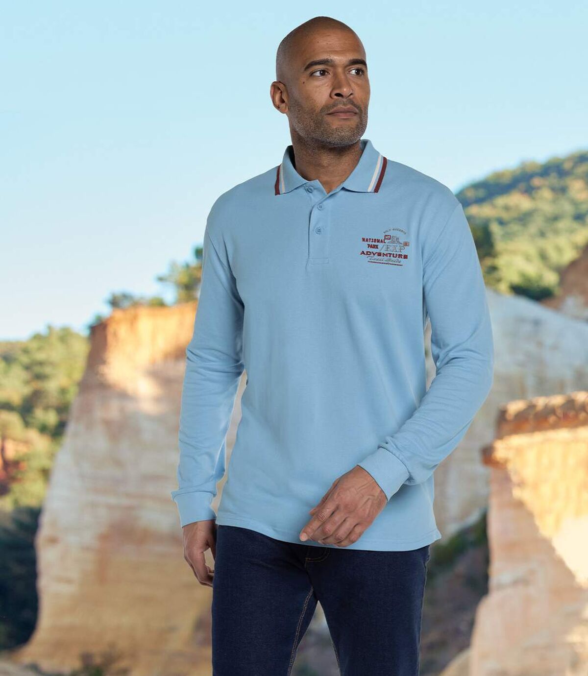 Pack of 2 Men's Piqué Polo Shirts - Red Blue Atlas For Men