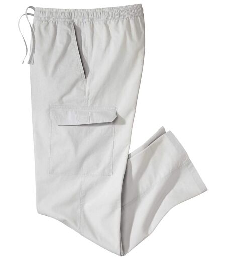 Men's Grey Cargo Trousers - Elasticated Waist