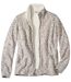 Women's Full Zip Knitted Jacket with Fleece Lining - Pink Ecru Grey 
