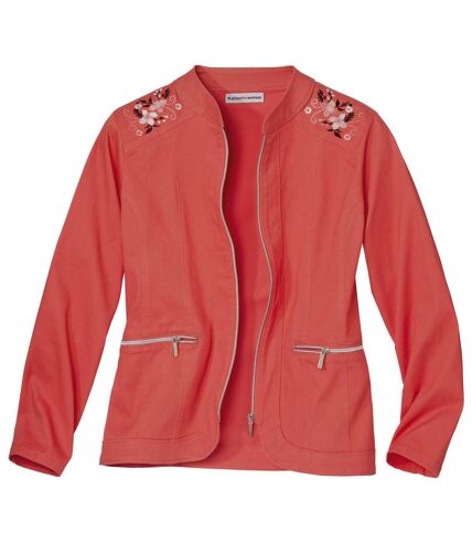 Women's Stretch Cotton Jacket - Coral