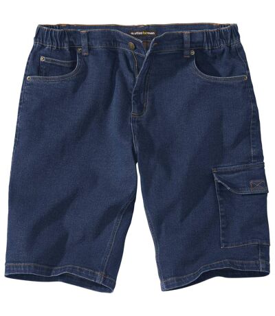 Men's Dark Blue Denim Cargo Shorts