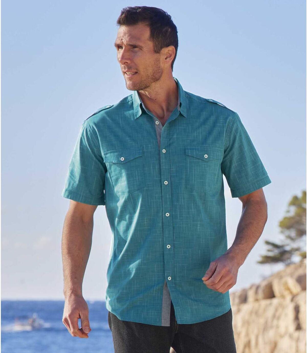 Men's Green Poplin Shirt  Atlas For Men