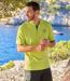 Pack of 3 Men's Henley T-Shirts - Khaki Blue Lime Green-3