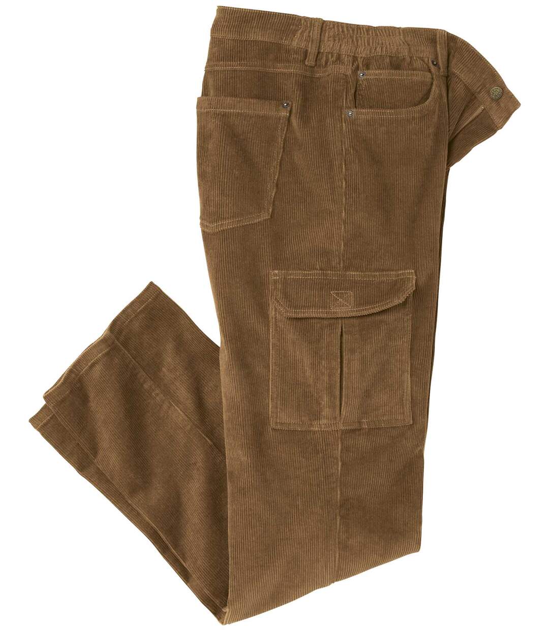 Pantalon Cargo Confort Velours Côtelé Camel 