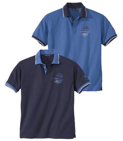 Pack of 2 Men's Jersey Polo Shirts - Blue Navy