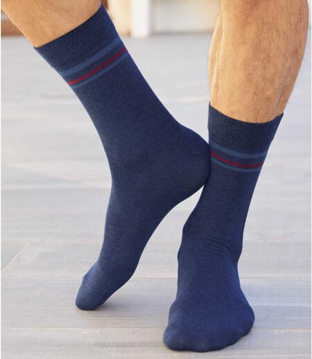 Pack of 4 Pairs of Men's Patterned Socks - Navy Blue