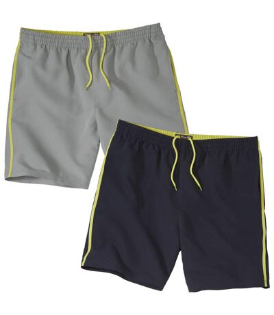 Pack of 2 Men's Microfibre Shorts - Grey Navy