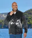 Men's Grey Wolf Print Fleece Jacket-1