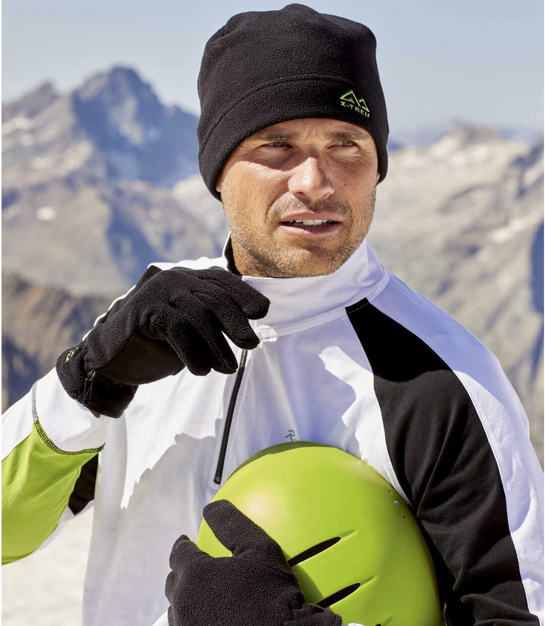 Men's Black Fleece Hat and Gloves Set - Water-Repellent-2