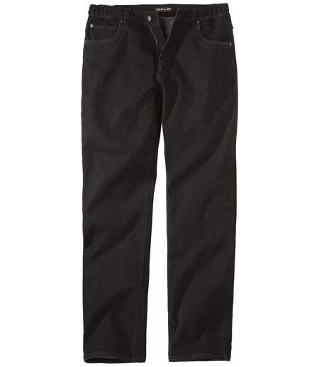 Men's Black Regular Fit Jeans - Elasticated Waist 