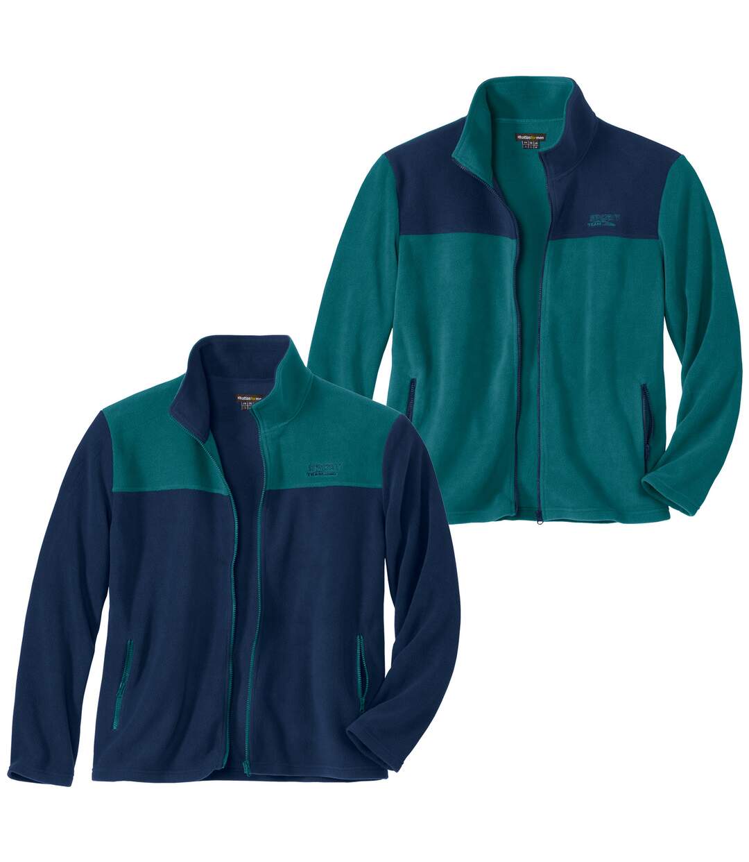 Pack of 2 Men's Two-Tone Fleece Jackets - Blue Navy