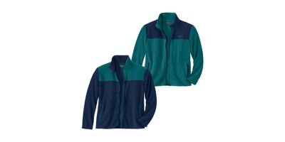 Men's Grey Sherpa-Lined Fleece Jacket - Full Zip