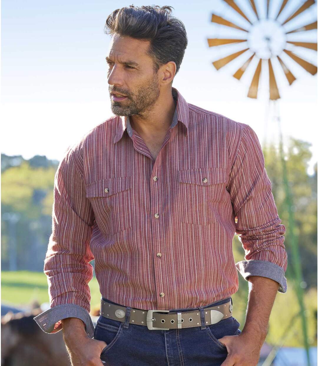 Men's Striped Poplin Shirt  Atlas For Men