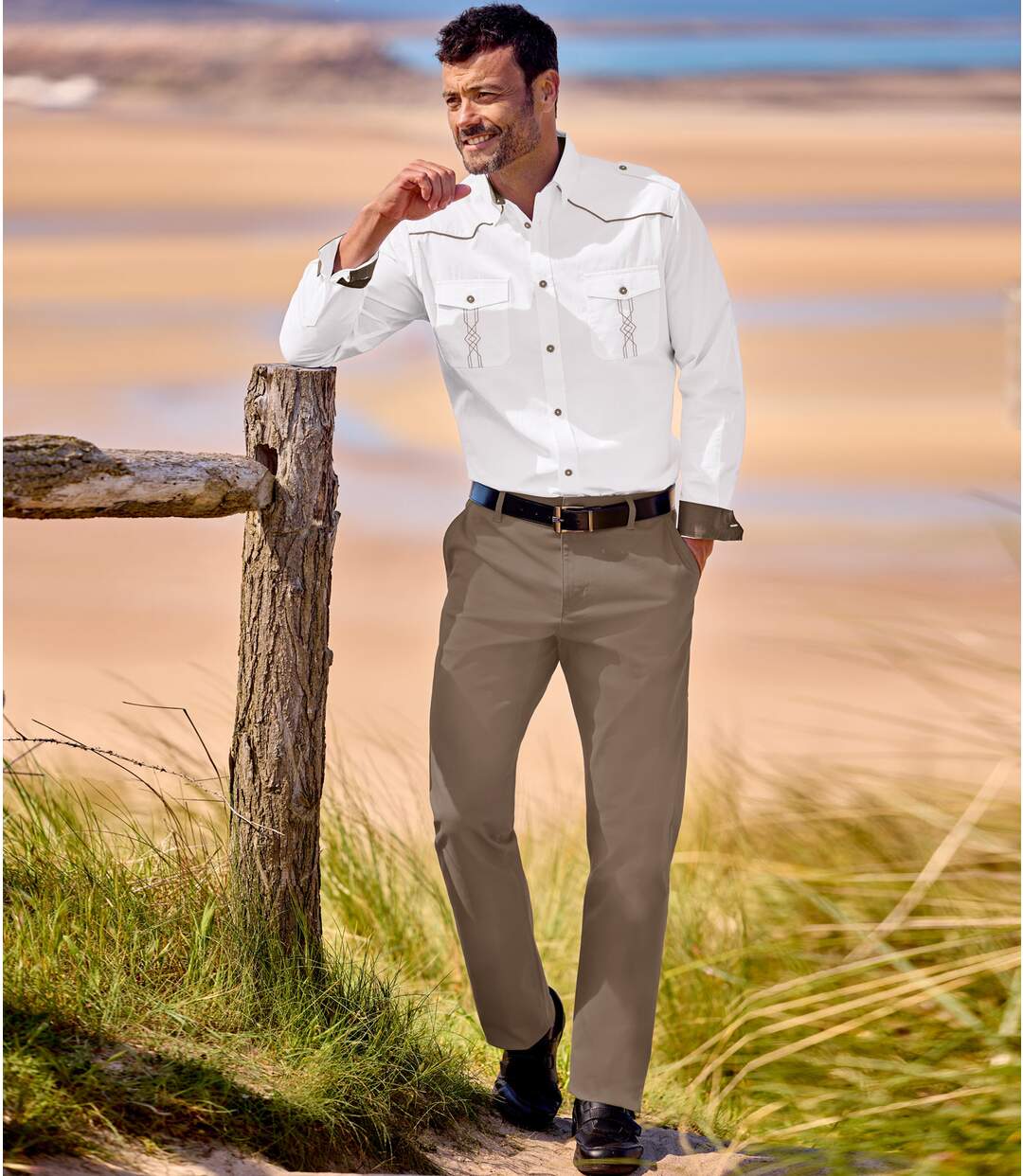 Pantalon Chino Stretch Taupe-3