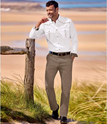 Pantalon Chino Stretch Taupe 