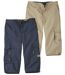 Pack of 2 Men's Cropped Cargo Trousers - Navy Beige