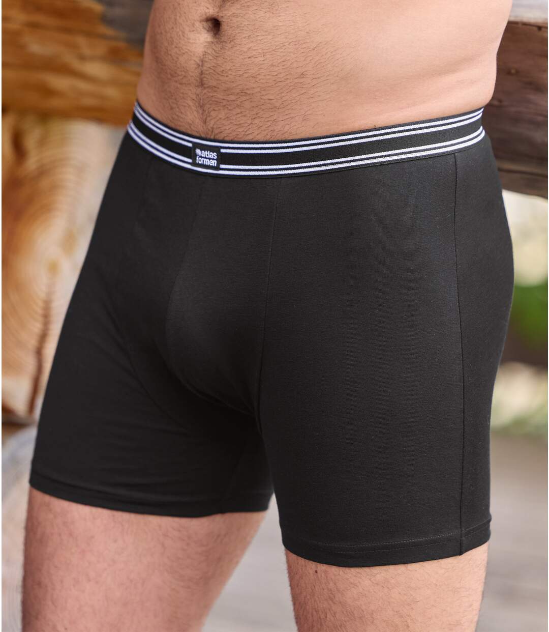 Pack of 2 Men's Stretchy Boxer Shorts - Black Mallard Blue-2