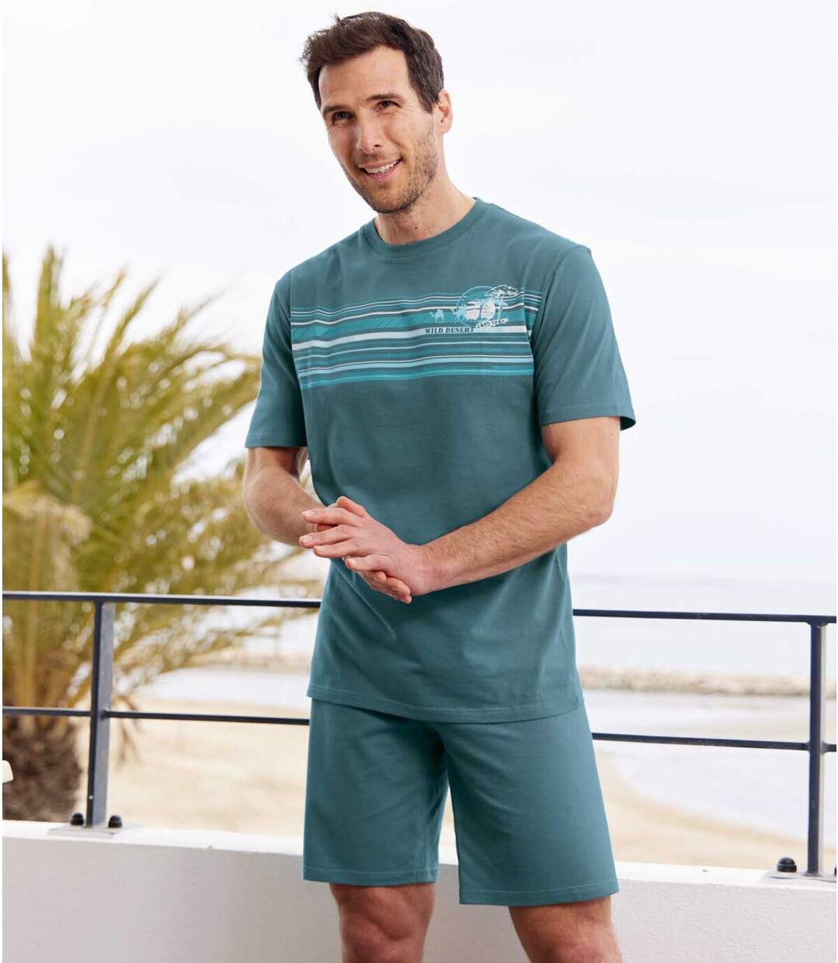 Men's Green Summer Pajama Short Set Atlas For Men