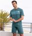 Men's Green Summer Pajama Short Set