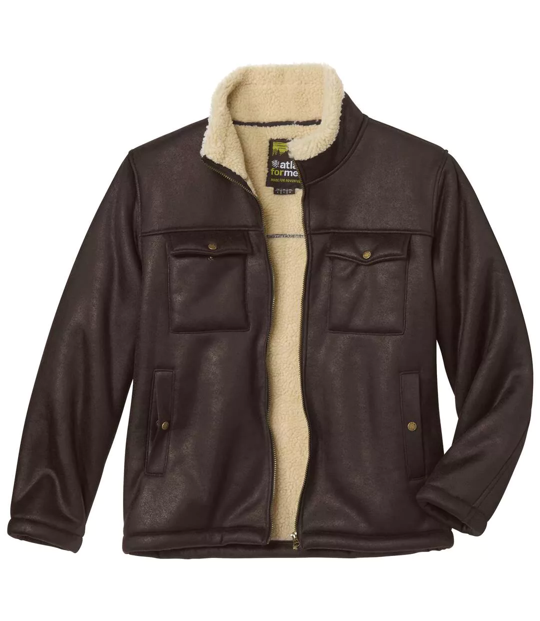 Men's Sherpa-Lined Aviator Brown Jacket | Atlas For Men
