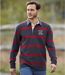 Men's Striped Rugby Polo Shirt - Navy Red