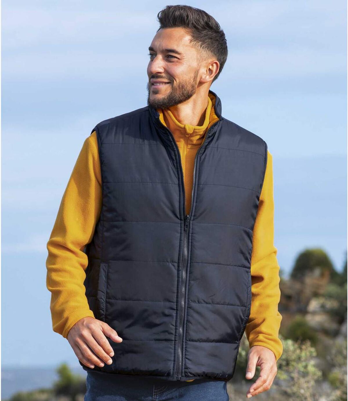 Men's Reversible Puffer Vest - Ochre Navy Atlas For Men