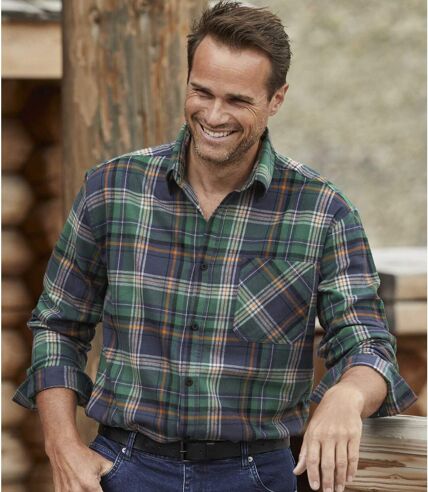 Men's Green Checked Flannel Shirt