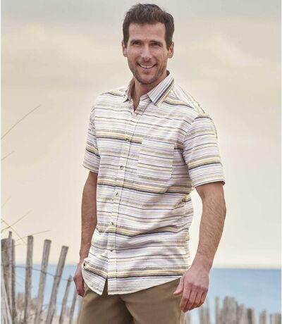 Men's Ecru Striped Summer Shirt 